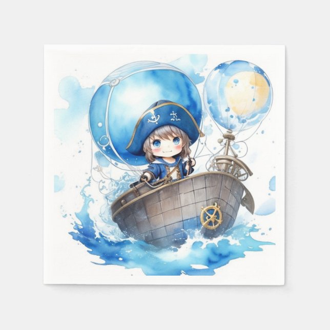 Nautical Adventure Boy Baby Shower Napkin (Front)