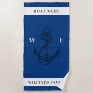 "Nautical Adventure" Personalised Name Anchor Beach Towel