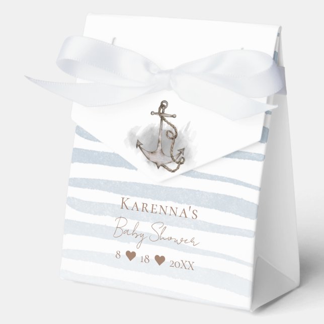 Nautical Adventure White Baby Shower Favour Box (Front)