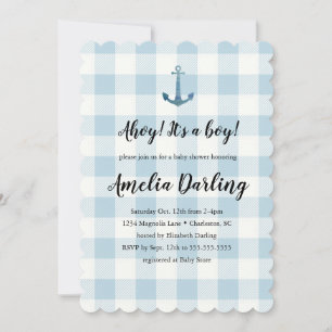 Nautical Ahoy Baby Boy Baby Shower Invitation