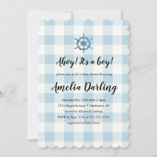 Nautical Ahoy Baby Boy Baby Shower Invitation