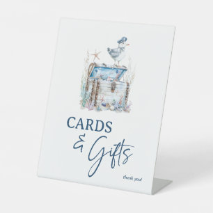 Nautical Ahoy Baby Shower Cards & Gifts Pedestal Sign