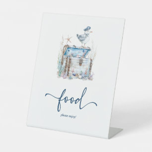 Nautical Ahoy Baby Shower Food Pedestal Sign