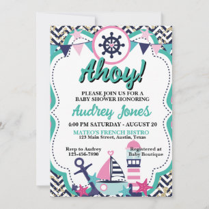 Nautical Ahoy Baby Shower Invitation