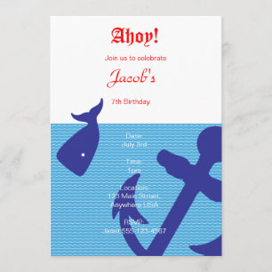 Nautical "Ahoy" Birthday Invitation