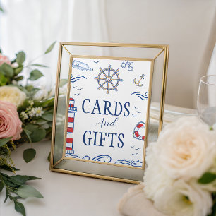 Nautical Ahoy Cards and Gifts Table Sign 8x10