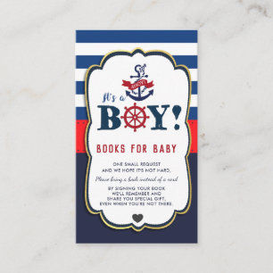 Nautical Ahoy It's a Boy Baby Shower Bring a Book Enclosure Card