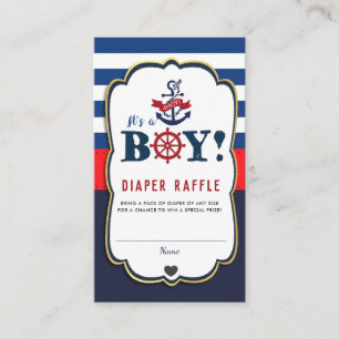 Nautical Ahoy It's a Boy Baby Shower Diaper Raffle Enclosure Card