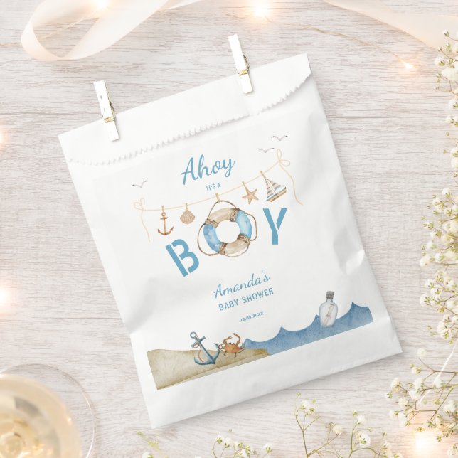 Nautical Ahoy It's a Boy Baby Shower Favour Bags (Clipped)