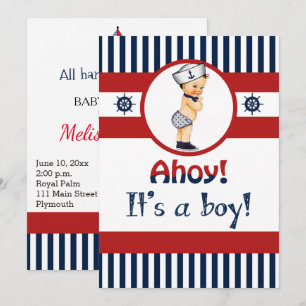 Nautical Ahoy It's a Boy Baby Shower Invitation