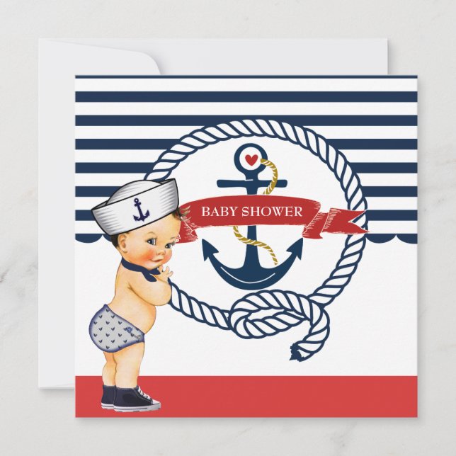 Nautical Ahoy It's a Boy Baby Shower Invitation (Front)