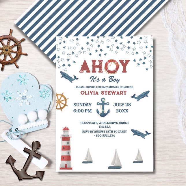 Nautical Ahoy its a boy Baby shower Invitation (Creator Uploaded)