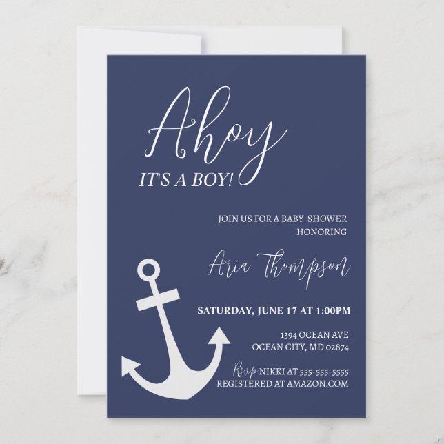 Nautical Ahoy It's a Boy Baby Shower Invitation  (Front)