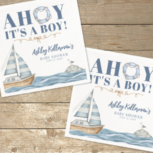 Nautical Ahoy It's A Boy Baby Shower Napkin