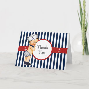 Nautical Ahoy It's a Boy Baby Shower Thank You Card
