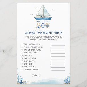 Nautical Ahoy It's a Boy Guess the Right Price