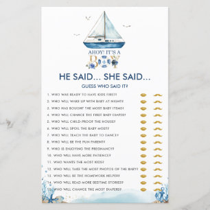 Nautical Ahoy It's a Boy He Said She Said Game