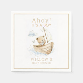 Nautical Ahoy It's A Boy Sailboat Baby Shower Napkin