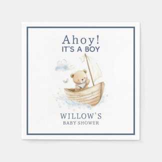 Nautical Ahoy It's A Boy Sailboat Baby Shower Napkin
