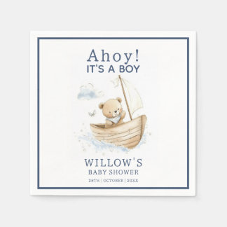 Nautical Ahoy It's A Boy Sailboat Baby Shower Napkin