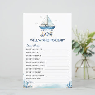 Nautical Ahoy It's a Boy Well Wishes for Baby Card