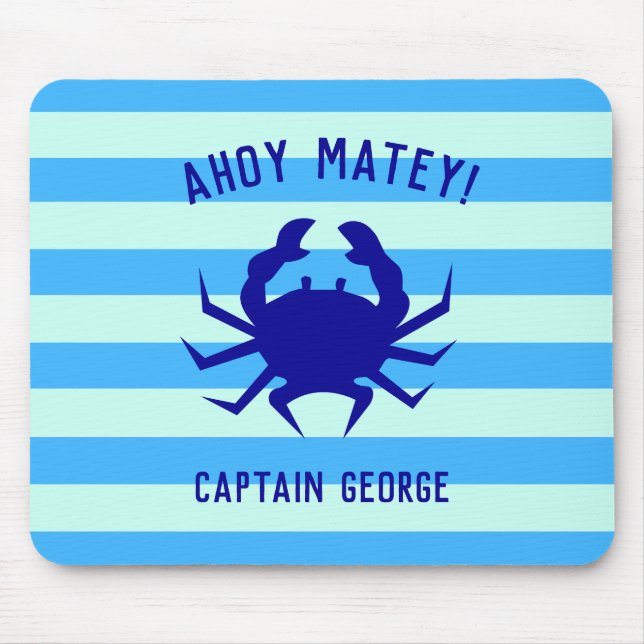 Nautical Ahoy Matey Mouse Mat (Front)