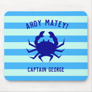Nautical Ahoy Matey! Personalized Mousepad Beach