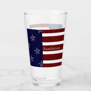 Nautical American Flag Red White Blue Starfish:   Glass