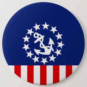 Nautical American Yacht Flag is at the Marina 6 Cm Round Badge