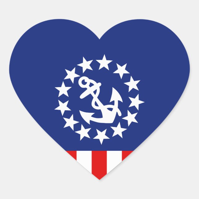 Nautical American Yacht Flag is at the Marina Heart Sticker (Front)