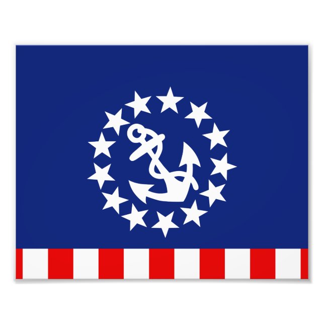 Nautical American Yacht Flag is at the Marina Photo Print (Front)