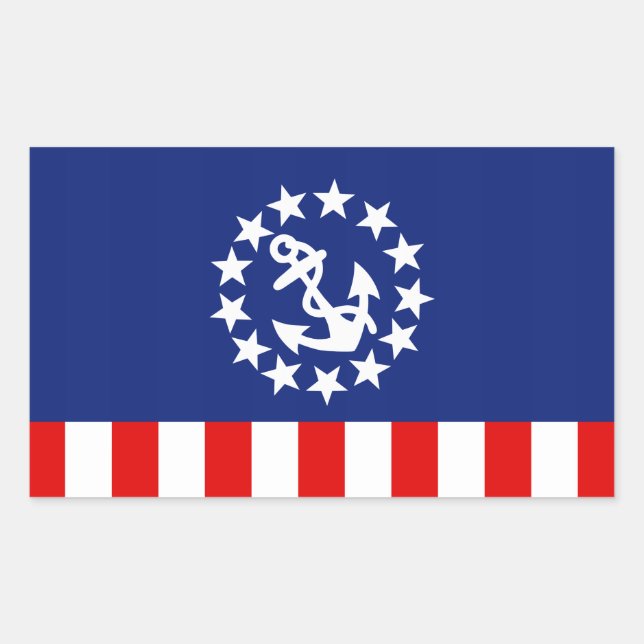Nautical American Yacht Flag is at the Marina Rectangular Sticker (Front)