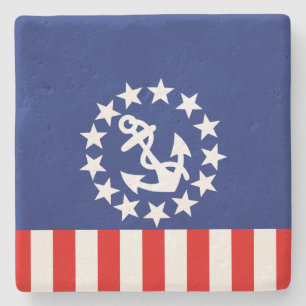 Nautical American Yacht Flag is at the Marina Stone Coaster
