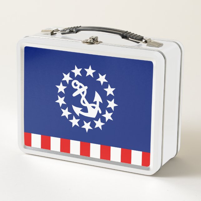 Nautical American Yacht Flag Stars Metal Lunch Box (Front)