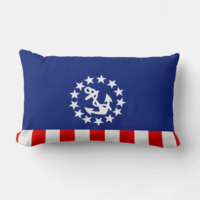 Nautical American Yacht Flag Symbol Lumbar Cushion (Front)