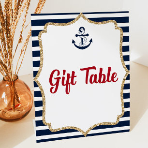 Nautical Anchor Ahoy Gift Table Party Sign