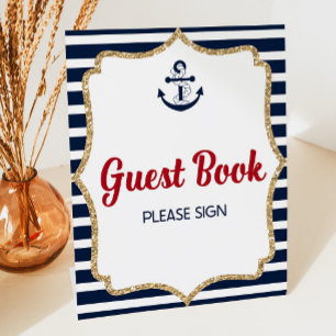 Nautical Anchor Ahoy Guest Book Table Party Sign
