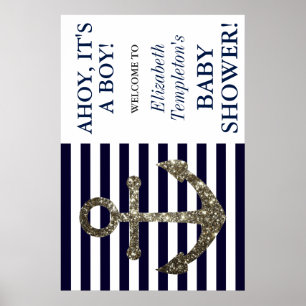 Nautical Anchor Ahoy It's a Boy Welcome Poster