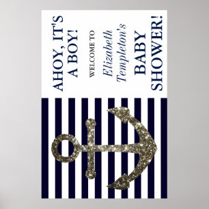 Nautical Anchor Ahoy It's a Boy Welcome Poster