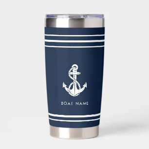 Nautical Anchor and Boat Name Custom Insulated Tumbler