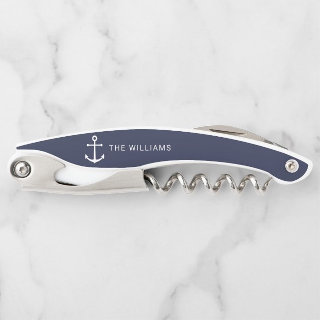 Nautical Anchor and Custom Name Corkscrew (Front)