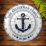 Nautical Anchor and Family Name Custom Dartboard<br><div class="desc">Classy,  trendy,  nautical theme with your family name and date established.</div>