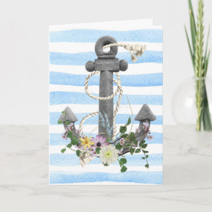 nautical anchor and floral bouquet card