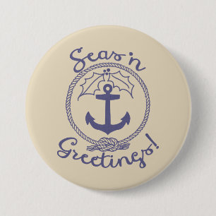 Nautical Anchor and Holly   Holiday 7.5 Cm Round Badge