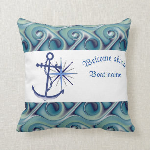 Nautical Anchor And Personalised Boat Name Cushion