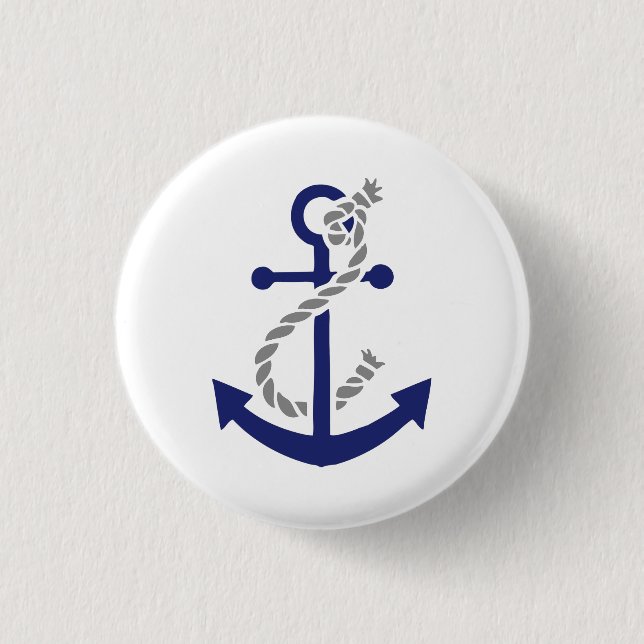 Nautical Anchor and Rope 3 Cm Round Badge (Front)