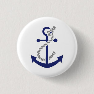 Nautical Anchor and Rope 3 Cm Round Badge