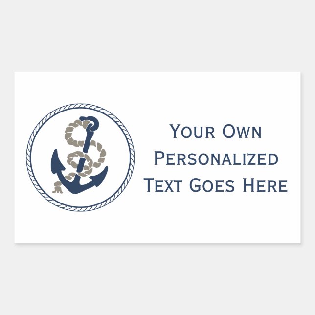 Nautical Anchor And Rope Sailing Themed Rectangular Sticker (Front)
