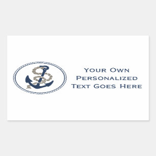 Nautical Anchor And Rope Sailing Themed Rectangular Sticker