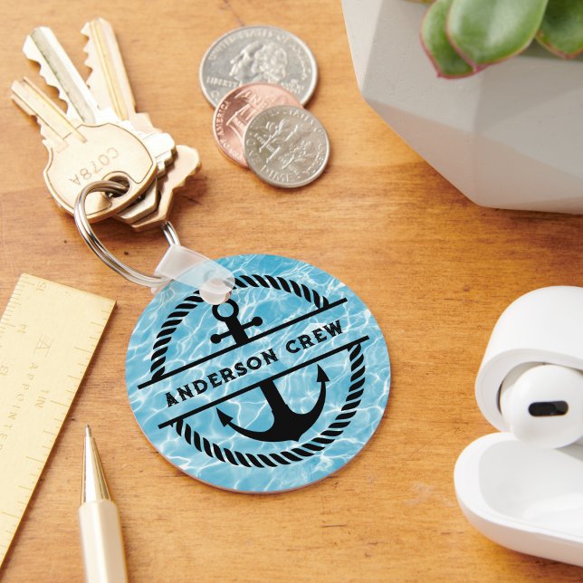 Nautical Anchor and Rope Split Monogram  Key Ring (Creator Uploaded)